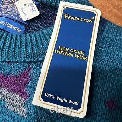 VINTAGE PENDLETON WOOL HIGH GRADE WESTERN WEAR SWEATER SZ L Aztec NEW