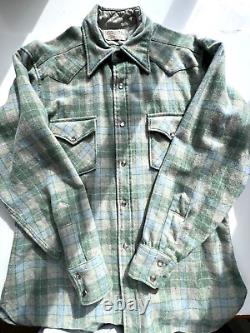 VINTAGE PENDLETON Wool High Grade WESTERN WEAR Flannel Shirt Sz L Pearl Snaps