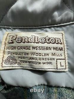 VINTAGE PENDLETON Wool High Grade WESTERN WEAR Flannel Shirt Sz L Pearl Snaps