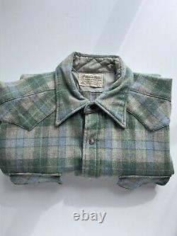 VINTAGE PENDLETON Wool High Grade WESTERN WEAR Flannel Shirt Sz L Pearl Snaps