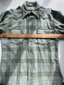 VINTAGE PENDLETON Wool High Grade WESTERN WEAR Flannel Shirt Sz L Pearl Snaps