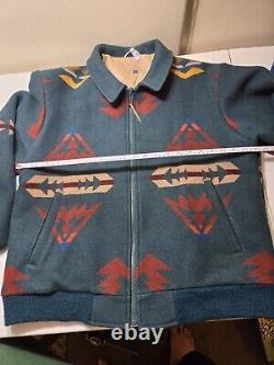 VINTAGE Pendleton Jacket Mens Large Green Western Wear Aztec Wool USA