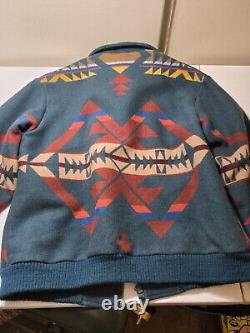 VINTAGE Pendleton Jacket Mens Large Green Western Wear Aztec Wool USA