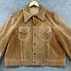 VINTAGE Suede Leather Jacket Mens XL Trucker Crop Boxy Western Levis 60s 70s