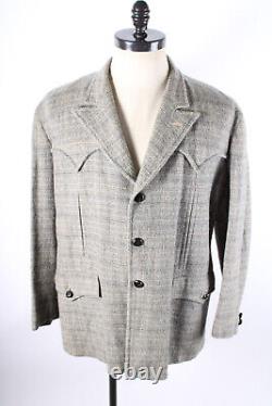 VTG 1950S Lasso Western Wear Guardsman Wool Plaid Coat Jacket Mens Size 46