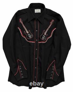 VTG 1960's H Bar C Ranchwear Rockabilly Cowboy Western Embroidered Shirt XL