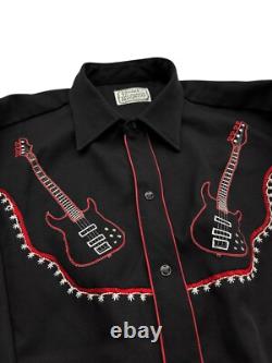 VTG 1960's H Bar C Ranchwear Rockabilly Cowboy Western Embroidered Shirt XL