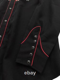 VTG 1960's H Bar C Ranchwear Rockabilly Cowboy Western Embroidered Shirt XL