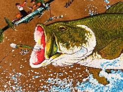 VTG 1970s Cheyenne Hand Painted Suede Western Vest Trout Back Sherpa Lined Sz L