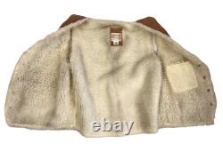 VTG 1970s Cheyenne Hand Painted Suede Western Vest Trout Back Sherpa Lined Sz L