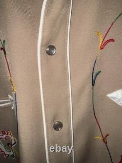 VTG 50/60's H Bar C California Ranchwear Tan Rayon Chain Stitch Western Shirt L