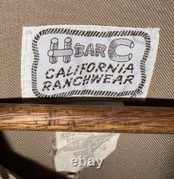 VTG 50/60's H Bar C California Ranchwear Tan Rayon Chain Stitch Western Shirt L