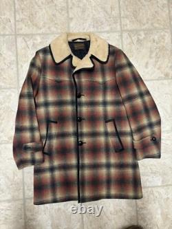 VTG 60s Pendleton Mens Heavy Wool Quilt Insulated Western Shearling Jacket Large