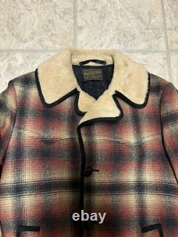 VTG 60s Pendleton Mens Heavy Wool Quilt Insulated Western Shearling Jacket Large