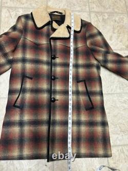 VTG 60s Pendleton Mens Heavy Wool Quilt Insulated Western Shearling Jacket Large