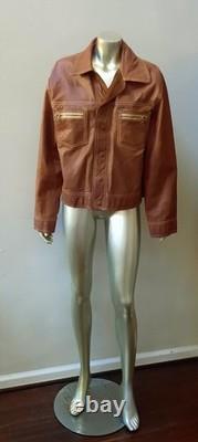VTG 70S WESTERN TRUCKER REVERSIBLE LEATHER/SUEDE COWBOY SNAPS MEN JACKET sz L