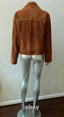 VTG 70S WESTERN TRUCKER REVERSIBLE LEATHER/SUEDE COWBOY SNAPS MEN JACKET sz L