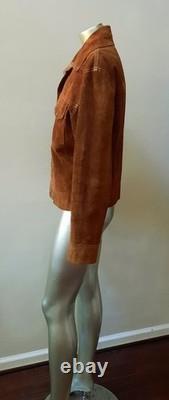 VTG 70S WESTERN TRUCKER REVERSIBLE LEATHER/SUEDE COWBOY SNAPS MEN JACKET sz L