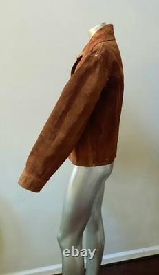 VTG 70S WESTERN TRUCKER REVERSIBLE LEATHER/SUEDE COWBOY SNAPS MEN JACKET sz L