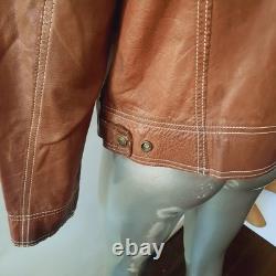 VTG 70S WESTERN TRUCKER REVERSIBLE LEATHER/SUEDE COWBOY SNAPS MEN JACKET sz L