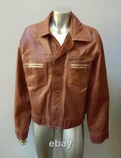 VTG 70S WESTERN TRUCKER REVERSIBLE LEATHER/SUEDE COWBOY SNAPS MEN JACKET sz L