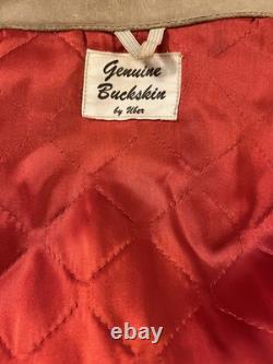 VTG 70s Deerskin Leather Fringe Jacket Western Belted Rockabilly Tan Beige M/L