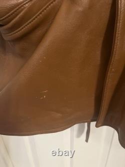 VTG 70s Deerskin Leather Jacket Fringe Western Belted Dagger Rock Brown L/XL