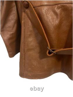 VTG 70s Deerskin Leather Jacket Fringe Western Belted Dagger Rock Brown L/XL