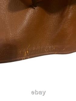 VTG 70s Deerskin Leather Jacket Fringe Western Belted Dagger Rock Brown L/XL