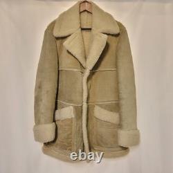 VTG 70s JCPENNEY Men's Shearling Sheepskin Leather Coat Sz 42 Rancher Western