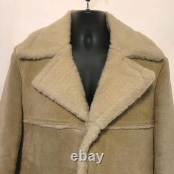 VTG 70s JCPENNEY Men's Shearling Sheepskin Leather Coat Sz 42 Rancher Western