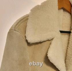 VTG 70s JCPENNEY Men's Shearling Sheepskin Leather Coat Sz 42 Rancher Western