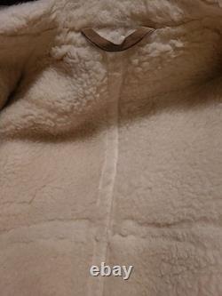 VTG 70s JCPENNEY Men's Shearling Sheepskin Leather Coat Sz 42 Rancher Western
