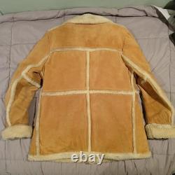 VTG 70s Lakeland Sheepskin Shearling Rancher Coat Mens 44 Large Western Marlboro