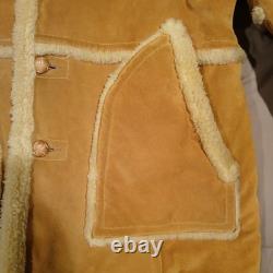 VTG 70s Lakeland Sheepskin Shearling Rancher Coat Mens 44 Large Western Marlboro