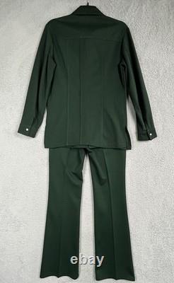 VTG 70s Lee Leisure Suit Set Mens M/L 32x35 Double Knit Pearl Snap Western Flare