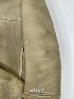 VTG 70s Mens Large Marlboro Man Leather Shearling Sheepskin Coat Rockabilly