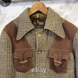 VTG 70s Pioneer Jacket Western Boho Cowboy Herringbone Wool Lined L 20x27.5