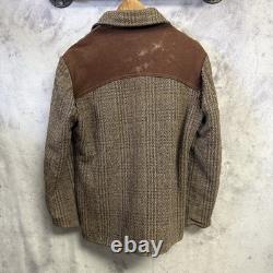 VTG 70s Pioneer Jacket Western Boho Cowboy Herringbone Wool Lined L 20x27.5