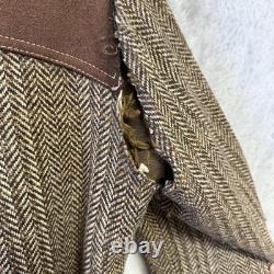 VTG 70s Pioneer Jacket Western Boho Cowboy Herringbone Wool Lined L 20x27.5