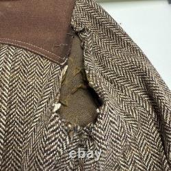 VTG 70s Pioneer Jacket Western Boho Cowboy Herringbone Wool Lined L 20x27.5