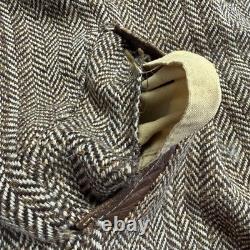 VTG 70s Pioneer Jacket Western Boho Cowboy Herringbone Wool Lined L 20x27.5