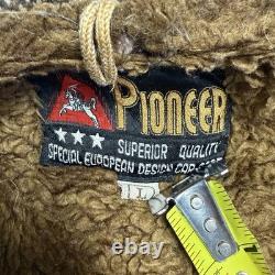 VTG 70s Pioneer Jacket Western Boho Cowboy Herringbone Wool Lined L 20x27.5