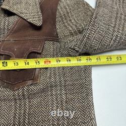 VTG 70s Pioneer Jacket Western Boho Cowboy Herringbone Wool Lined L 20x27.5