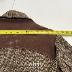 VTG 70s Pioneer Jacket Western Boho Cowboy Herringbone Wool Lined L 20x27.5