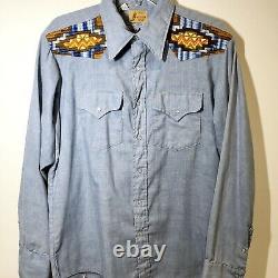 VTG 70s Sears Western Wear Men L Embroidered Colorado Pearl Snap Shirt Rodeo