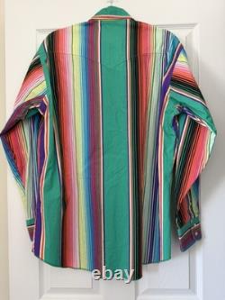 VTG 80's-90's Large Wrangler Brush Popper Button Up Western Shirt serape stripe