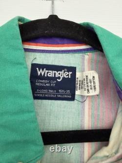 VTG 80's-90's Large Wrangler Brush Popper Button Up Western Shirt serape stripe