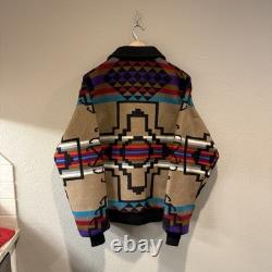 VTG 80s Pendleton High Grade Western Wear Wool Aztec Navajo Zip Up Jacket Size L