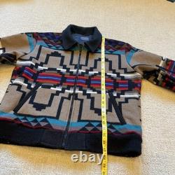 VTG 80s Pendleton High Grade Western Wear Wool Aztec Navajo Zip Up Jacket Size L